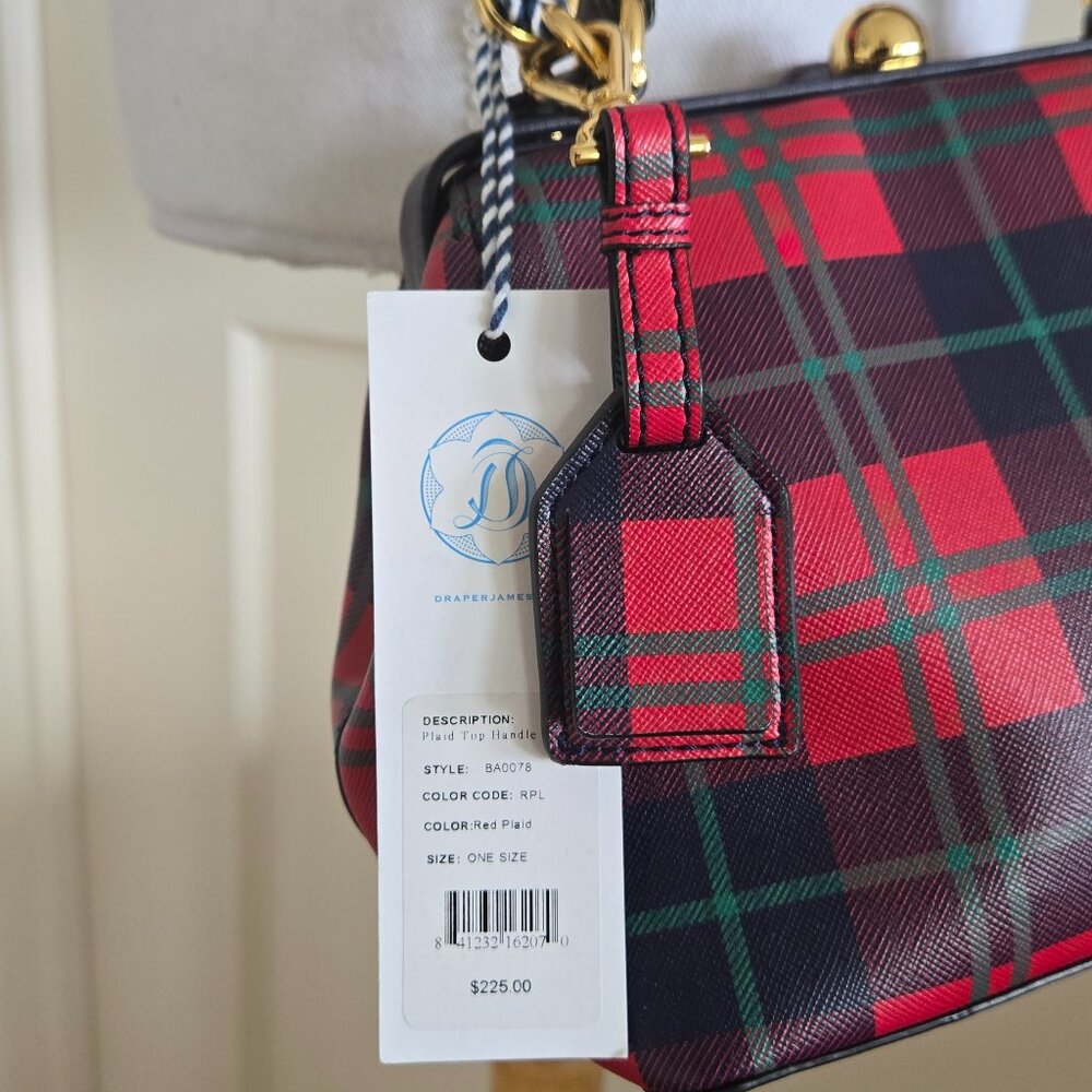 Draper James Red Plaid Top Handle Shoulder Bag NWT - Picture 6 of 13